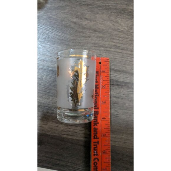 Libbey Vintage Gold Leaf Juice Glasses Set Of 4 Frosted Leaf Design Retro 4" - Picture 5 of 5